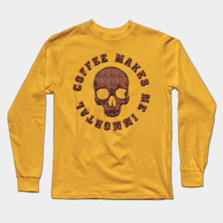 Coffee Beans Skull Latte and Espresso Lovers Design Long Sleeve T-Shirt